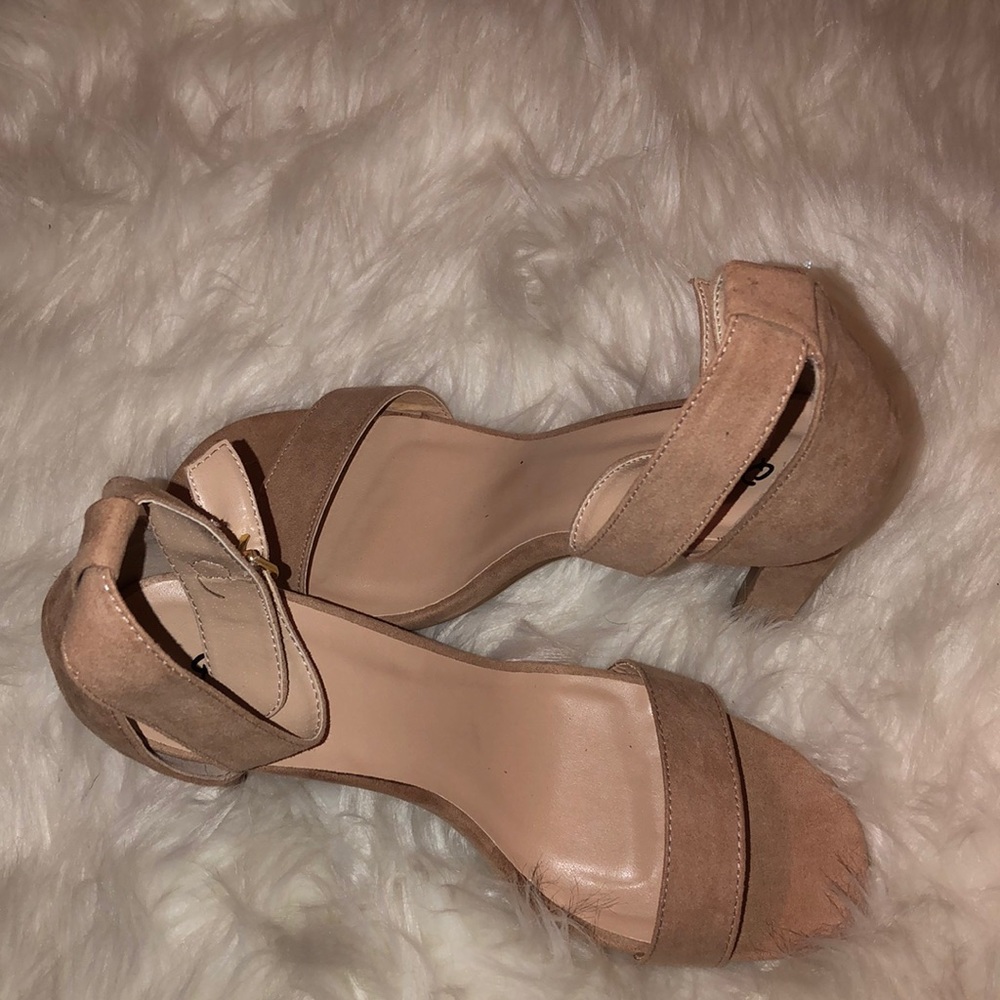 Nude suede heels